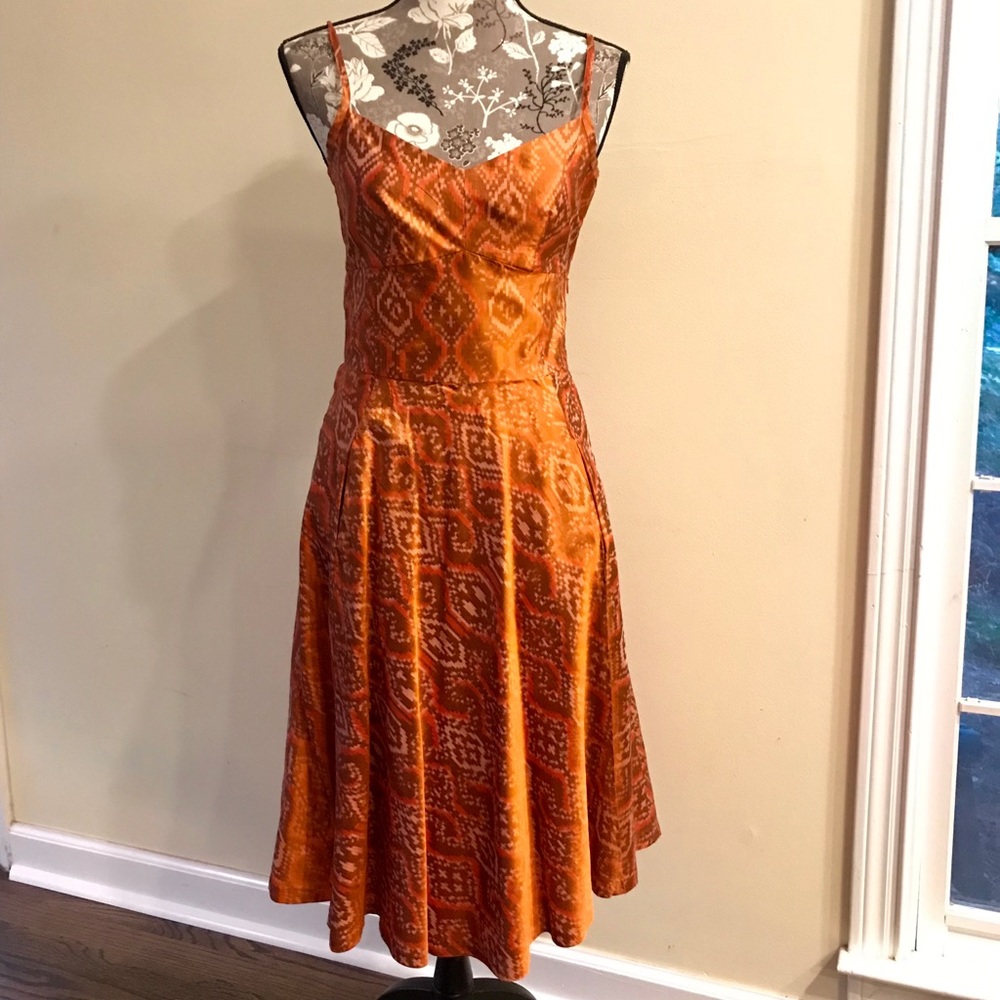 Beautiful 100% silk burnt orange cocktail dress
